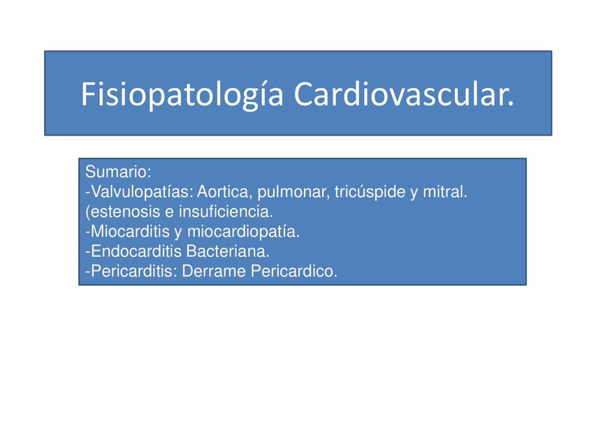 Fisiopatología Cardiovascular 