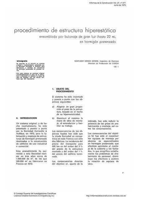 Procedimiento de estructura hiperestática