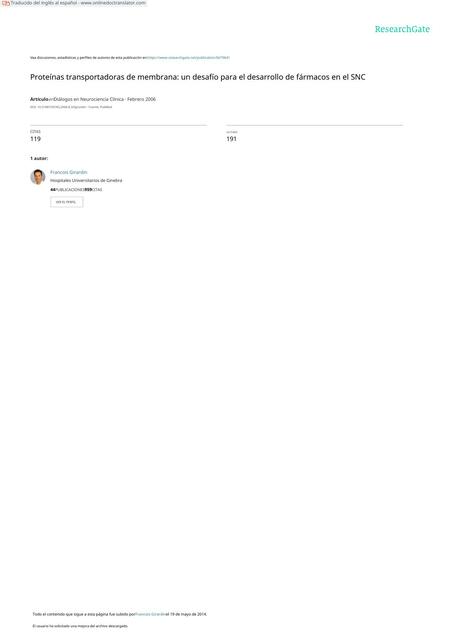 Proteínas transportadoras de membrana: un desafío para el desarrollo de fármacos en el SNC