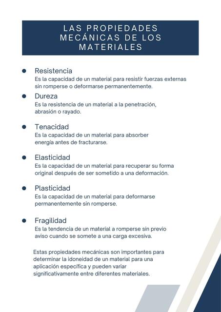 Las propiedades mecánicas de los materiales