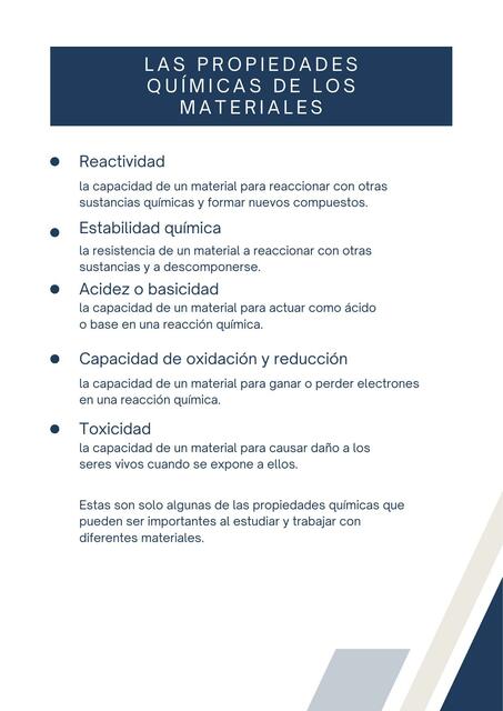 Las propiedades químicas de los materiales 3