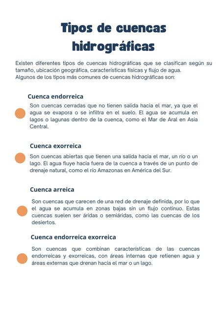 Tipos de cuencas hidrográficas