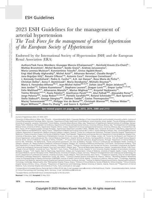 23 ESH Guidelines for the management ofarterial hypertensionThe Task Force for the 