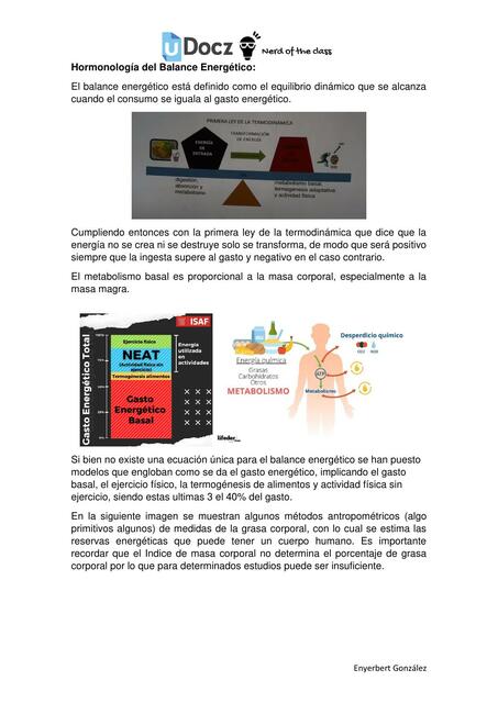 Hormonología del Balance Energético