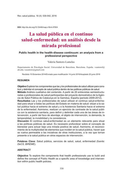 La salud pública en el continuo salud-enfermedad: un análisis desde la mirada profesional