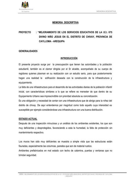 Mejoramiento de los servicio educativos 