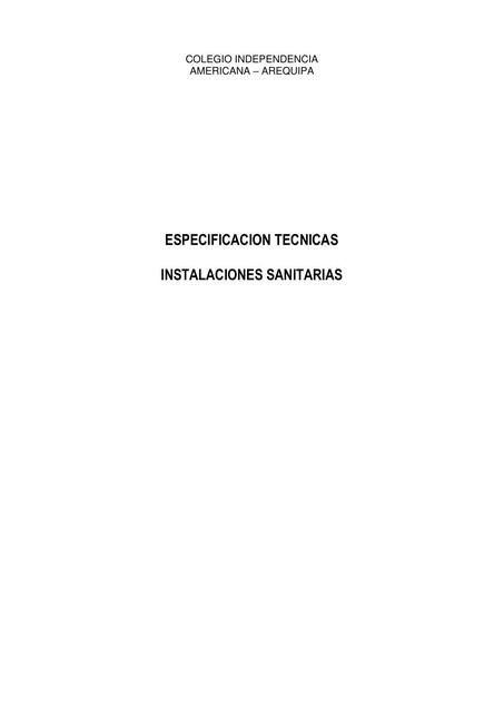 Especificaciones tecnicas 