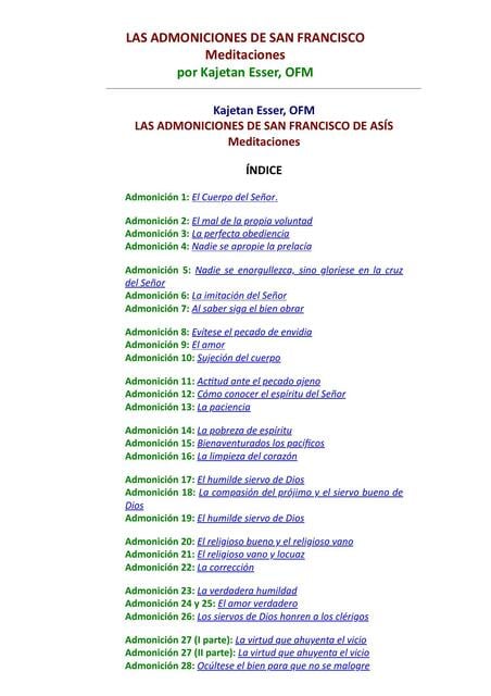 Las Admoniciones de San Francisco | Cultura global | uDocz