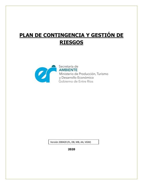 Plan de Contingencia y Gestión de Riesgos Ambiente