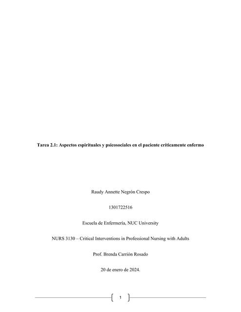 Aspectos espirituales y psicosociales en el paciente críticamente enfermo 