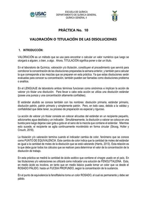 Valoracion o titulacion de disoluciones