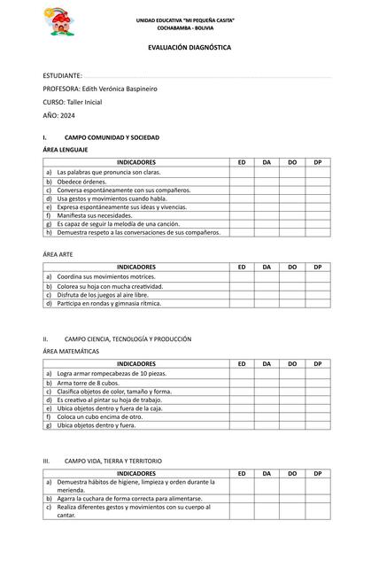 Evaluación diagnóstica