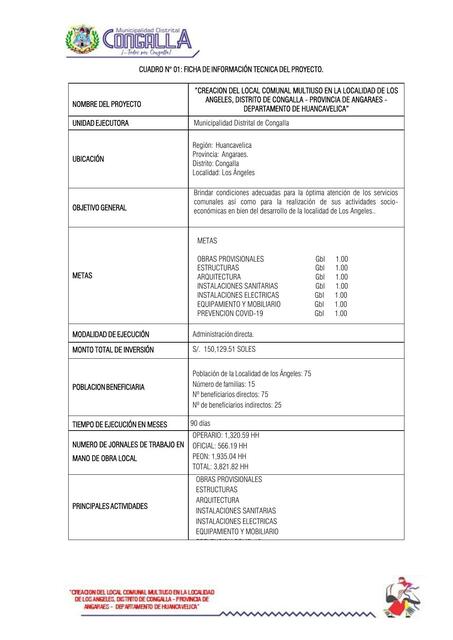 Ficha de Información Técnica del Proyecto 