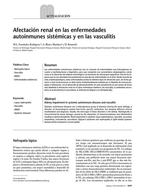 afectación renal en enfermedades sistémicas