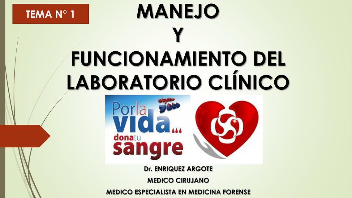 Manejo y funcionamiento del laboratorio clínico - banco de sangre en ...