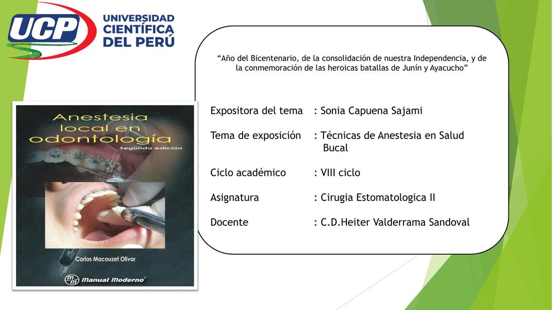 Técnicas de Anestesia en Salud Bucal 