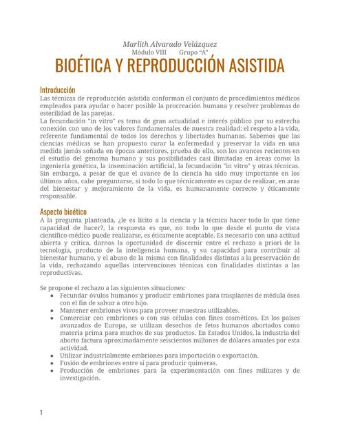 Bioética y Reproducción asistida