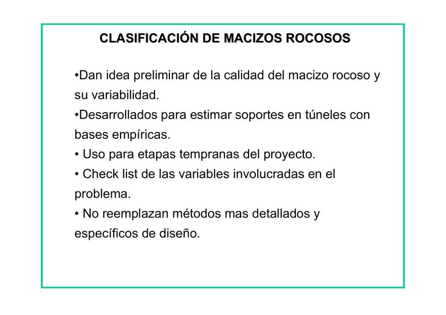 Clasificacion de macizos rocosos UNLP