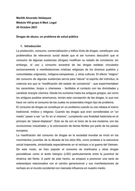 Drogas de abuso un problema de salud pública