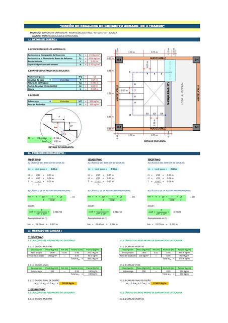 DISEÑO ESCALERA 3 TRAMOS