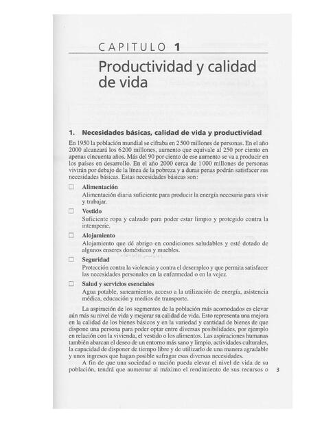 Productividad y calidad de vida