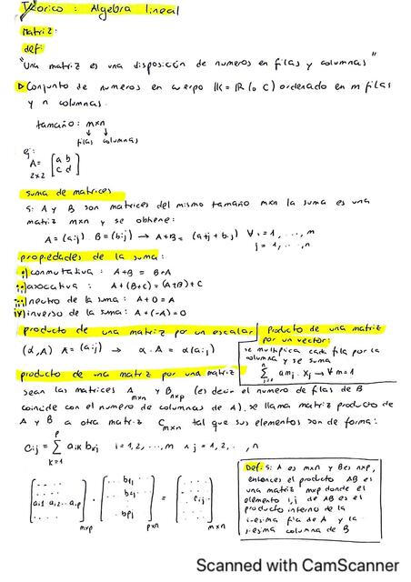 Apuntes algebra lineal primer parcial