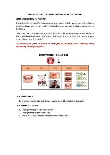 Guia de modelo de intervencion de Dislalia