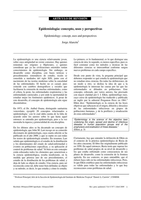 Epidemiología concepto usos y perspectivas