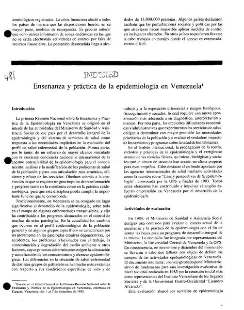 Desarrollo de la Epidemiología en Venezuela