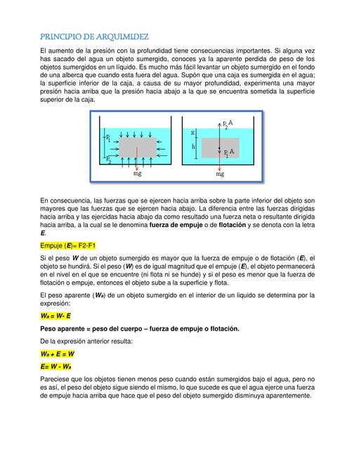 PRINCIPIO DE ARQUIMIDEZ