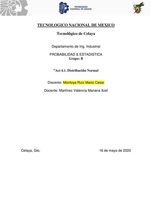 Act 41 Distribución Normal