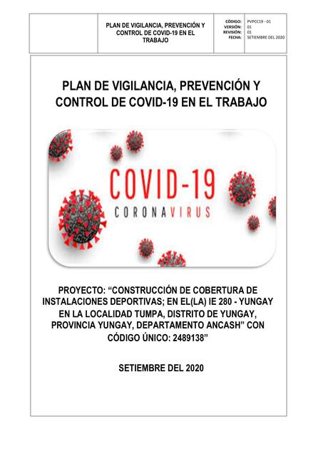 Plan de Vigilancia Prevención y Control de COVID 1