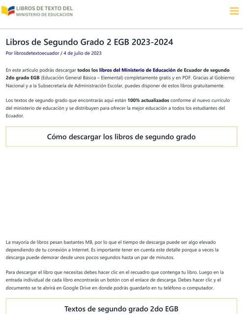 Libros de Segundo Grado 2 EGB