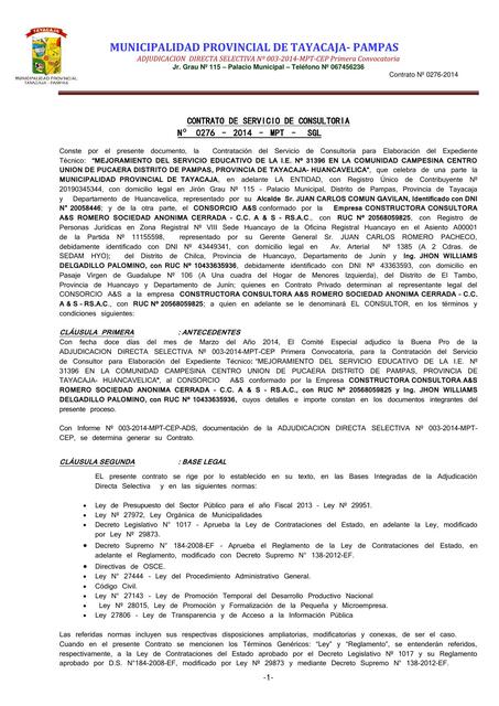 Contrato de Servicio de Consultoría 