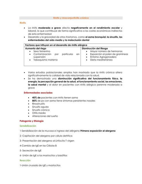 Rinitis y rinoconjuntivitis crónica