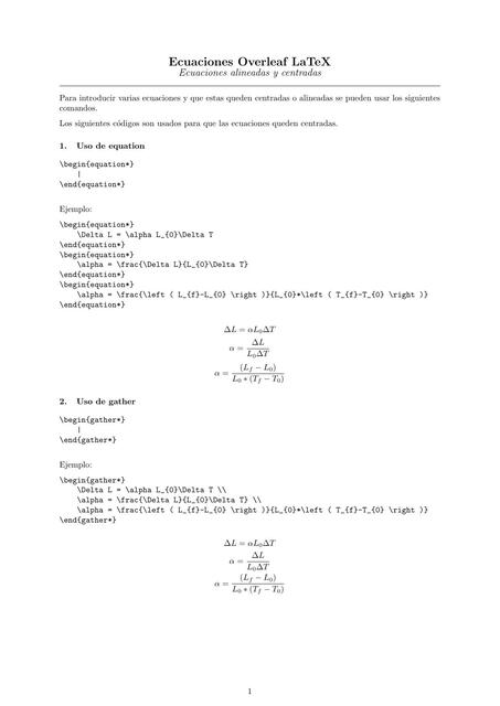 Ecuaciones Editor Overleaf LaTeX