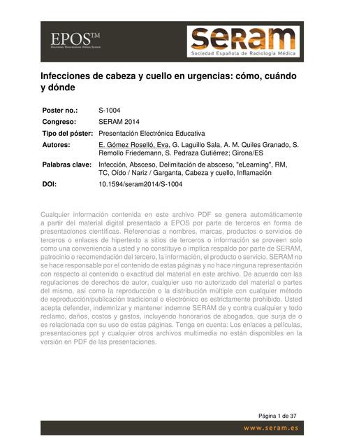 Infecciones de cabeza y cuello en urgencias