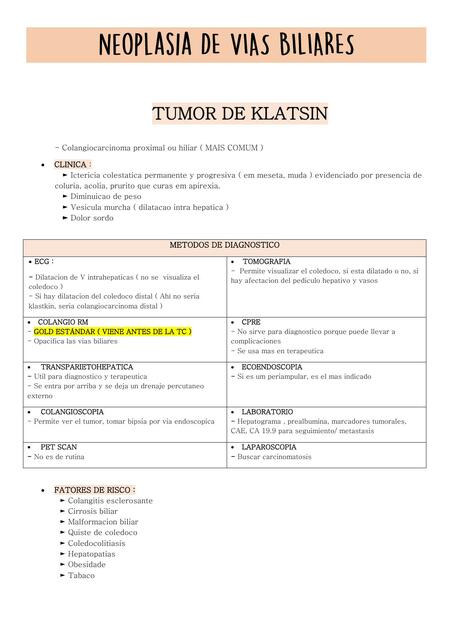 NEOPLASIA DE VIAS BILIARES