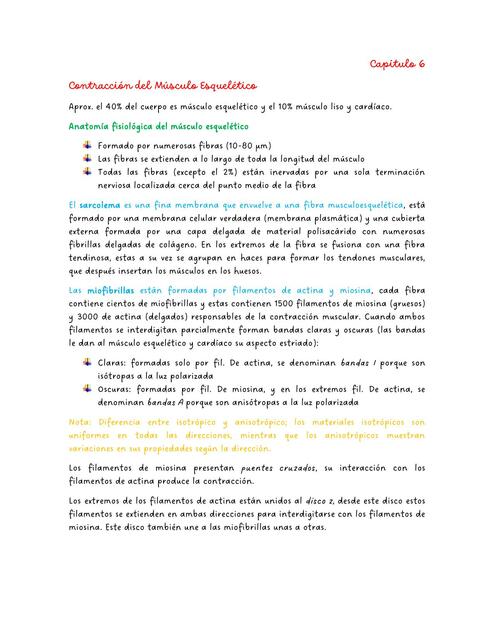 Fisiología capítulo 6 CLASIFICACIÓN DEL MÚSCULO ESQUELÉTICO