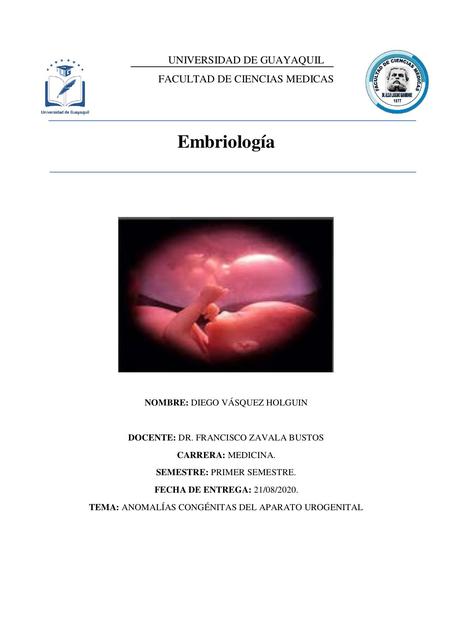 Anomalías congénitas del aparto urogenital