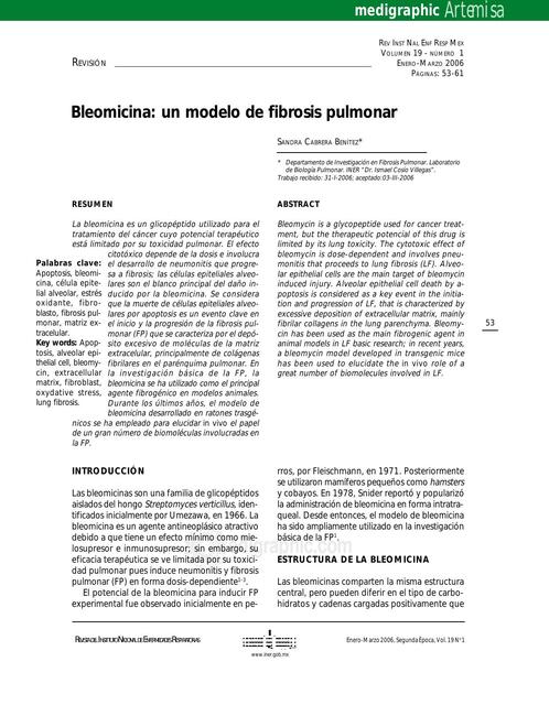 Bleomicina un modelo de fibrosis pulmonar