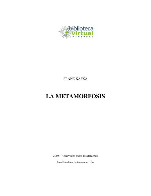 La metamorfosis Franz Kafka