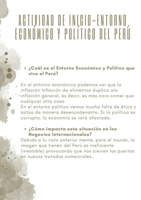 Actividad de Inicio Entorno Económico y Político