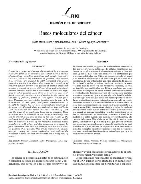 Bases moleculares del cáncer 