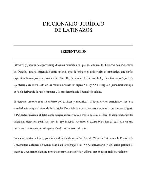 Diccionario Juridico de Latinazos