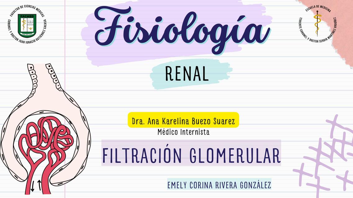 FISIOLOGÍA RENAL FILTRACIÓN GLOMERULAR