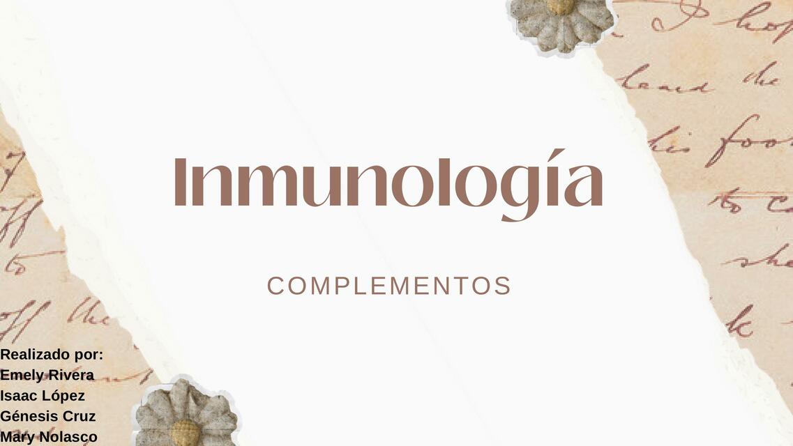 INMUNOLOGÍA COMPLEMENTOS