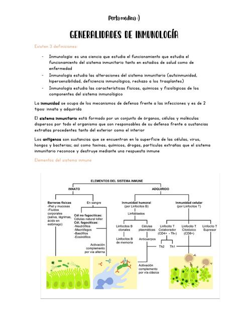 Generalidades de inmunología