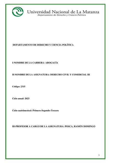 DERECHO CIVIL Y COMERCIAL III PROGRAMA 6