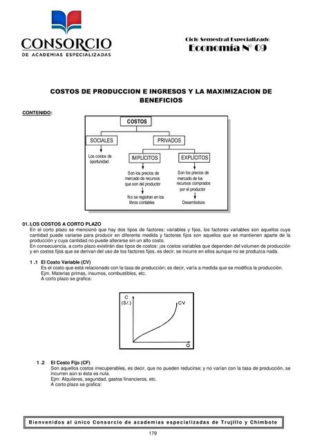 Práctica de costos de producción e ingresos y la maximización de beneficios 